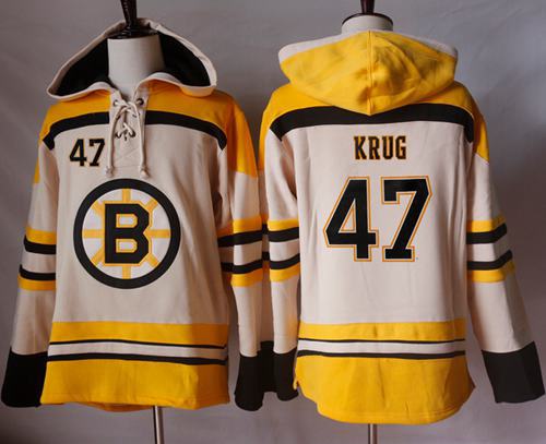 Bruins #47 Torey Krug Cream Sawyer Hooded Sweatshirt Stitched NHL Jersey
